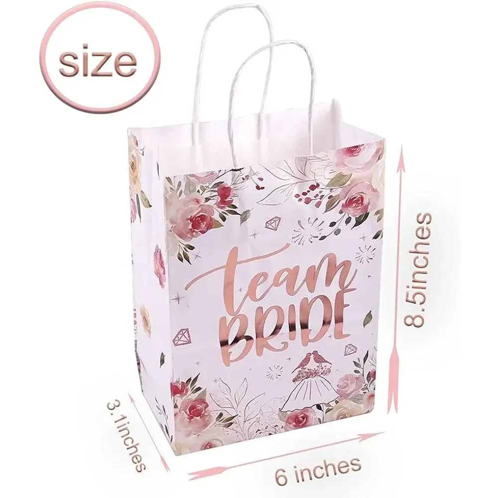 10 Pack Team Bride/Bride Tribe Paper Gift Bag Bachelorette Party
